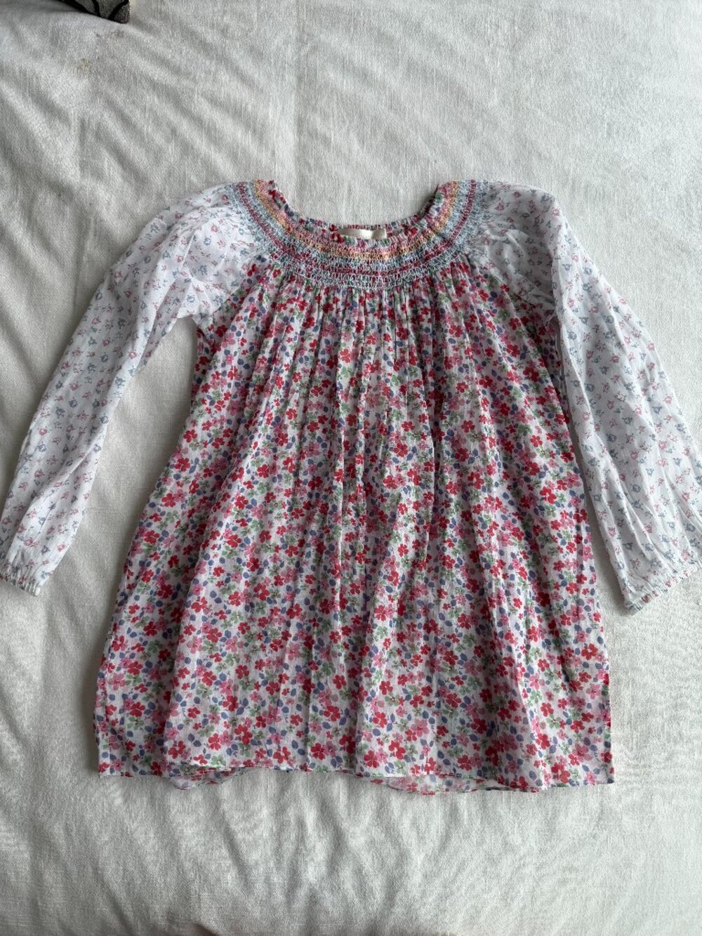 NWT Girl's LoveShackFancy Smocked Long Sleeve Floral Top